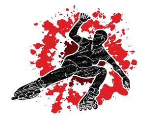 Roller blade Player Extreme Sport Cartoon Graphic Vector