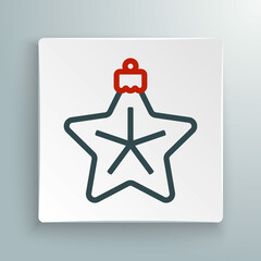 Line Christmas star icon isolated on white background. Merry Christmas and Happy New Year. Colorful outline concept. Vector