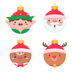 animal face christmas ball wearing a red woolen hat for decoration on Christmas