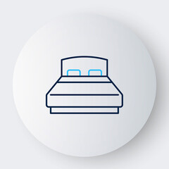 Line Big bed for two or one person icon isolated on white background. Colorful outline concept. Vector
