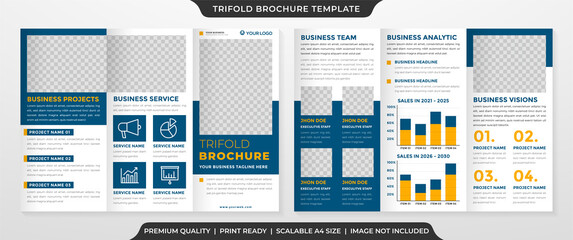 business trifold brochure template design with minimalist and modern layout style use for business portfolio and headline