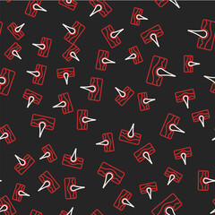 Line Human hair follicle icon isolated seamless pattern on black background. Hair care treatment. Vector