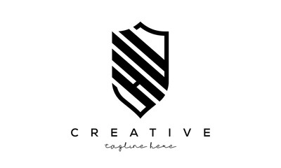 HU letters Creative Security Shield Logo