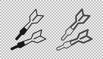 Black Dart arrow icon isolated on transparent background. Vector