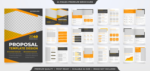 multipurpose bifold brochure template with modern layout and minimalist style use for business portfolio and proposal - obrazy, fototapety, plakaty