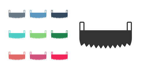 Black Two-handed saw icon isolated on white background. Set icons colorful. Vector