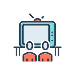 Color illustration icon for watching