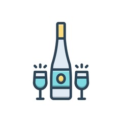 Color illustration icon for sake