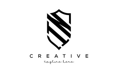 IN letters Creative Security Shield Logo