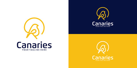 canary with line art style logo design