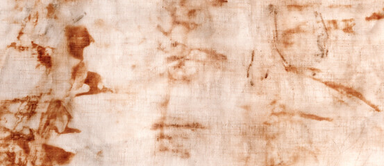 The texture of an old linen cloth, covered with dirt and rust. Background grange. The rusty fabric is streaked.