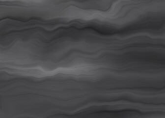 black and white waves abstract background with liquify effects. Wavy wallpaper in gray and black.
