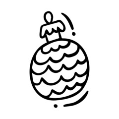 Doodle christmas ball in vector. Idea for design of cards, background, pattern, set or childrens illustration.