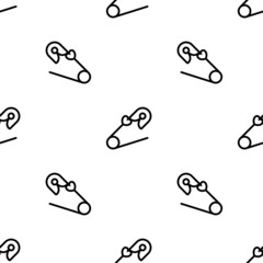 Diaper Pin Icon Seamless Pattern, Loincloth, Nappy, Safety Pin, Spring Mechanism, Clasp