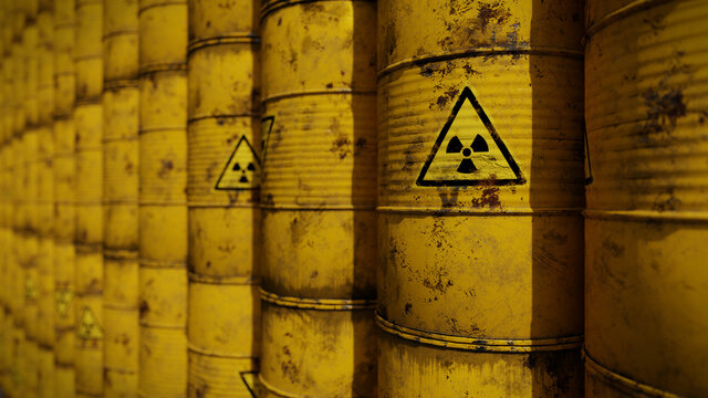 radioactive trash in barrels background