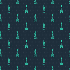 Green line Dart arrow icon isolated seamless pattern on blue background. Vector