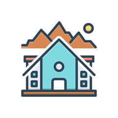 Color illustration icon for lodge