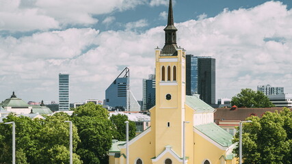Tallinn, Estonia. Church Of St. John Jaani Kirik At Sunny Summer Day. Large Lutheran Parish Church...