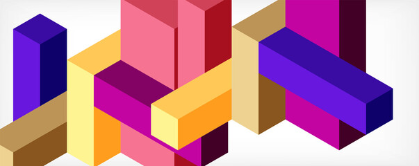 Abstract background. 3d cubes, cubic elements and blocks. Techno or business concept for wallpaper, banner, background, landing page