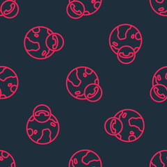 Red line Video chat conference icon isolated seamless pattern on black background. Online meeting work form home. Remote project management. Vector