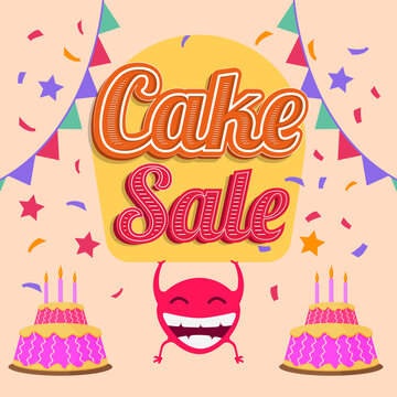 Cake sale social media post, pastry cupcake offer sale discount, Vector