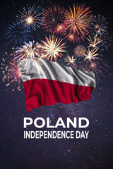 Fireworks and flag of Poland