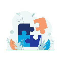 Business solution, problem solve vector illustration. Puzzle game icon. Flat design suitable for many purposes.