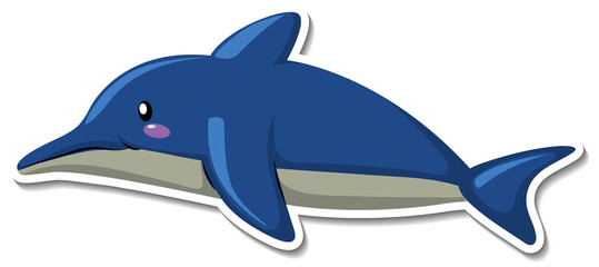 Cute dolphin cartoon sticker