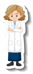 Obraz premium A girl in science gown cartoon character sticker