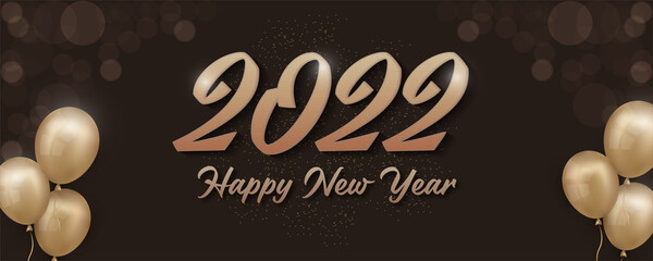 Happy new year 2022 banner illustration template with balloons decoration