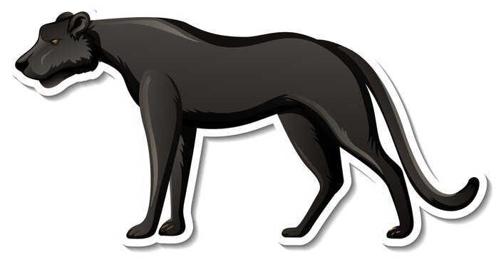 A sticker template of black panther cartoon character