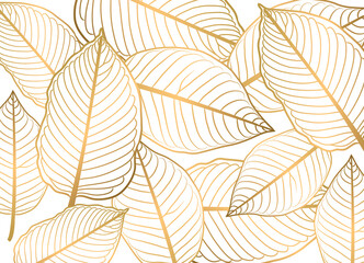 pattern Gold leaf. Royal wallpaper Vector illustration. 
white background