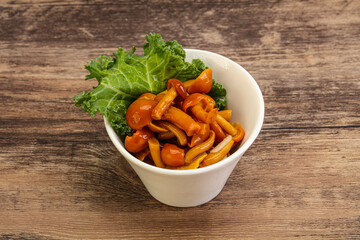 Marinated mushroom - honey agaric in the bowl