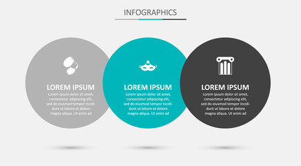 Set Carnival mask, Olives and Ancient column. Business infographic template. Vector