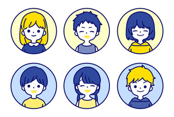 人物アイコンセット_子供_笑顔