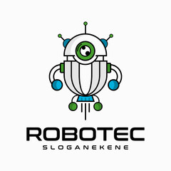 robotic cyber logo design modern and minimal logotype vector template