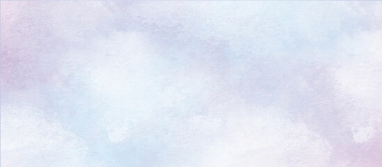 Smooth pastel colors wet effect hand drawn canvas. Light sky blue, pink and purple shades aquarelle background. Watercolor paper textured illustration for design, vintage card retro templates.
