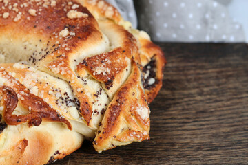 Poppy seed and cheese festive sweet bread.