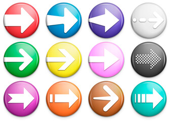 Arrow button icon set. Arrow icons on circle button. Vector illustration.