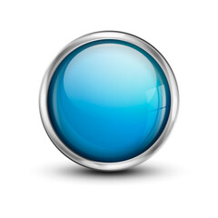 Glossy button. Shiny button with metallic elements. Vector illustration.