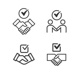 Deal, agreement, handshake vector icon set