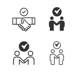 Deal, agreement, handshake vector icon set