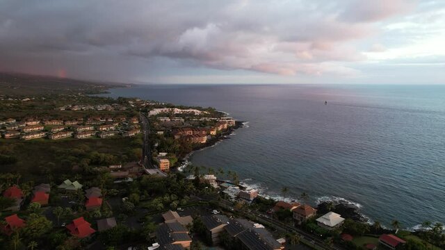 Aerial view of Kona, Hawaii stock drone footage