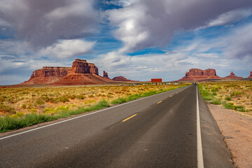 Scenic highway through the Monument Valley, USA