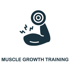 Obraz premium Muscle Growth Training icon. Monochrome sign from gym collection. Creative Muscle Growth Training icon illustration for web design, infographics and more