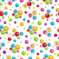 Seamless pattern, fashionable game. Pop it. Simple Dimple. Vector illustration on a white background.