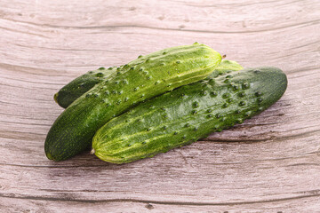 Fersh juicy green cucumbers heap