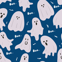 Seamless pattern with cute cartoon halloween for fabric print, textile, gift wrapping paper. colorful vector for textile, flat style