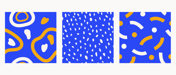 Illustration set of fun abstract seamless patterns