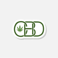 CBD hemp oil sticker icon isolated on white background